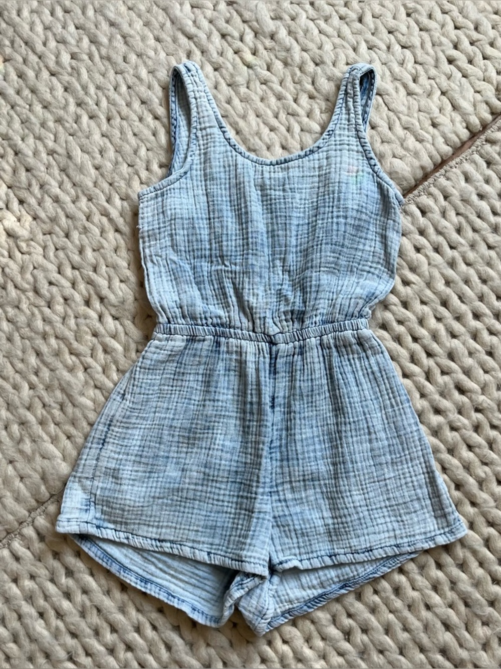 Gap Summer Light Blue Gauze Cutout Romper - Kids 6-7